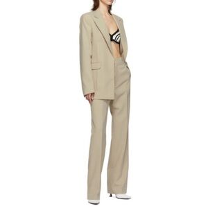 Helmut Lang Beige Poly Suit Trousers Oatmeal colour sz 12
